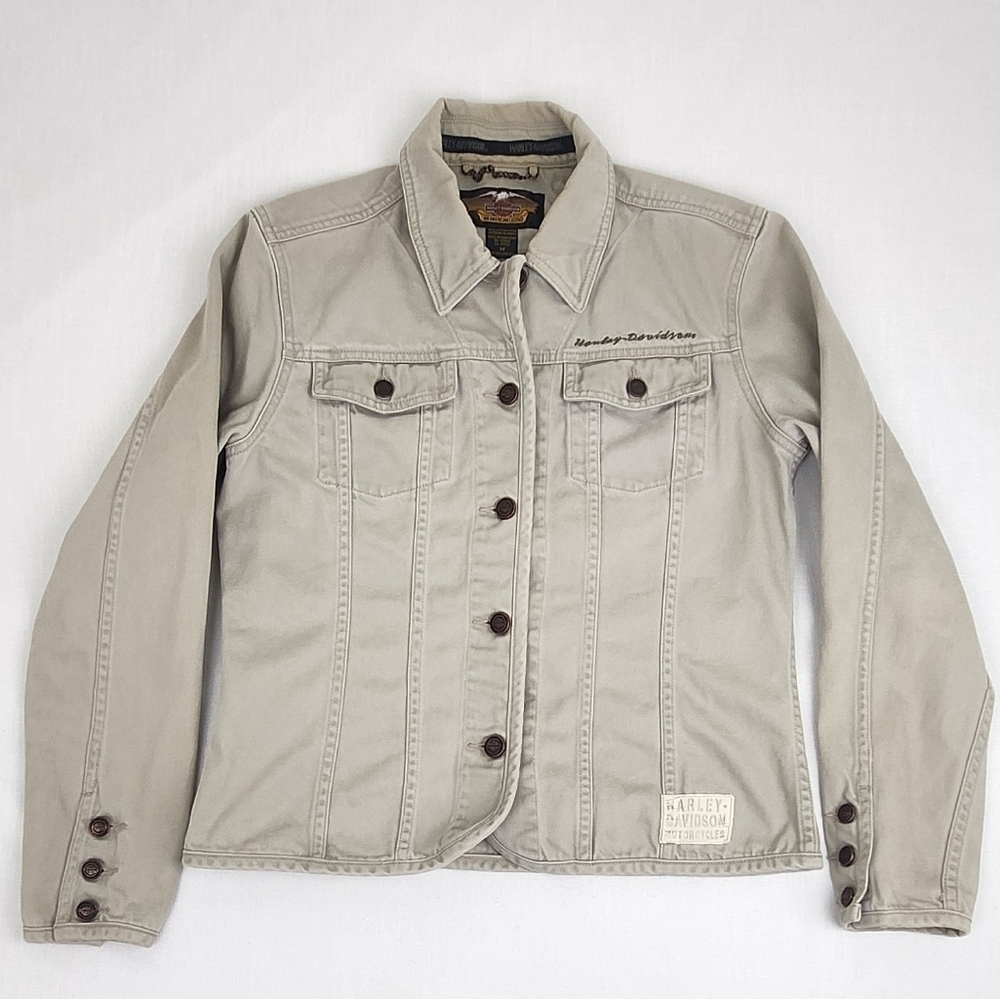 Harley-Davidson Tan Embroidered Button Up Jacket